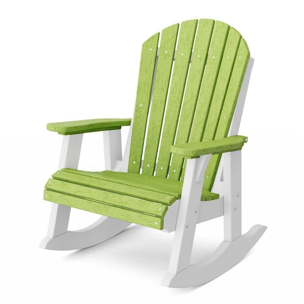Wildridge Heritage Lime Green and White Plastic Adirondack Outdoor ...