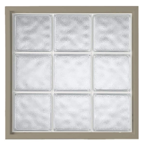 42 in. x 10 in. Acrylic Block Fixed Driftwood Vinyl New Construction Picture Window-Glacier Block