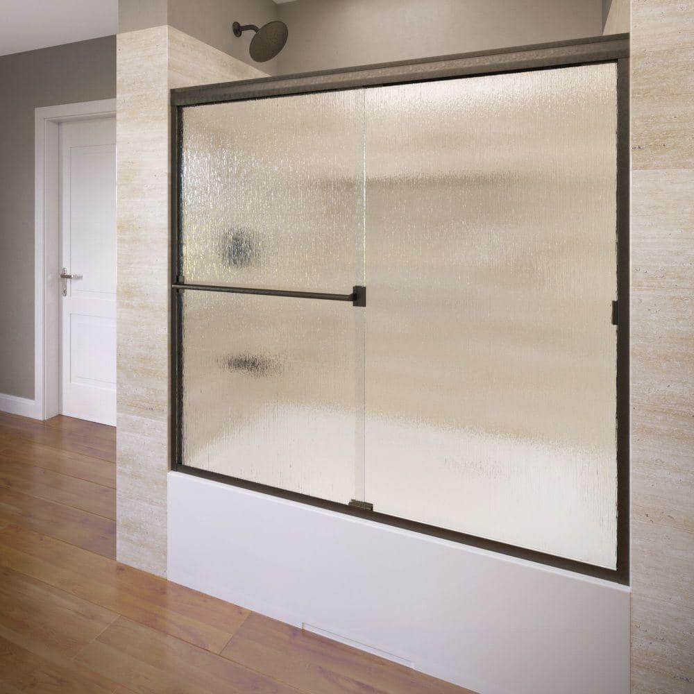 Classic 60 in. x 57 in. Semi-Framed Sliding Tub Door in Oil Rubbed Bronze