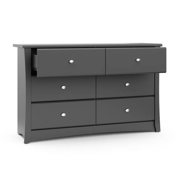 Storkcraft 6 Drawer Crescent Gray Dresser 03666 30g The Home Depot