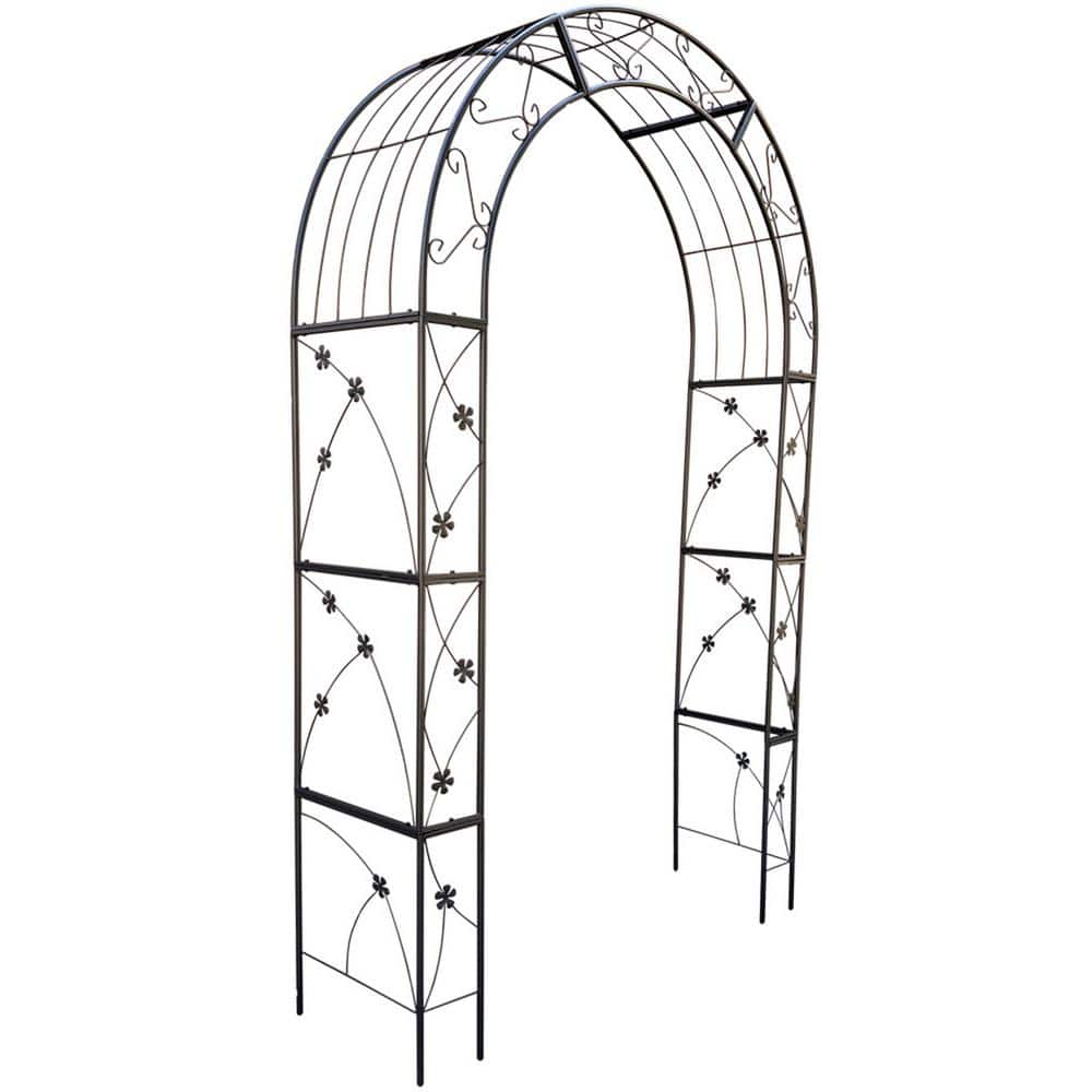 Metal Garden Arch Arbor Trellis - Black Outdoor Archway for Climbing Plants
