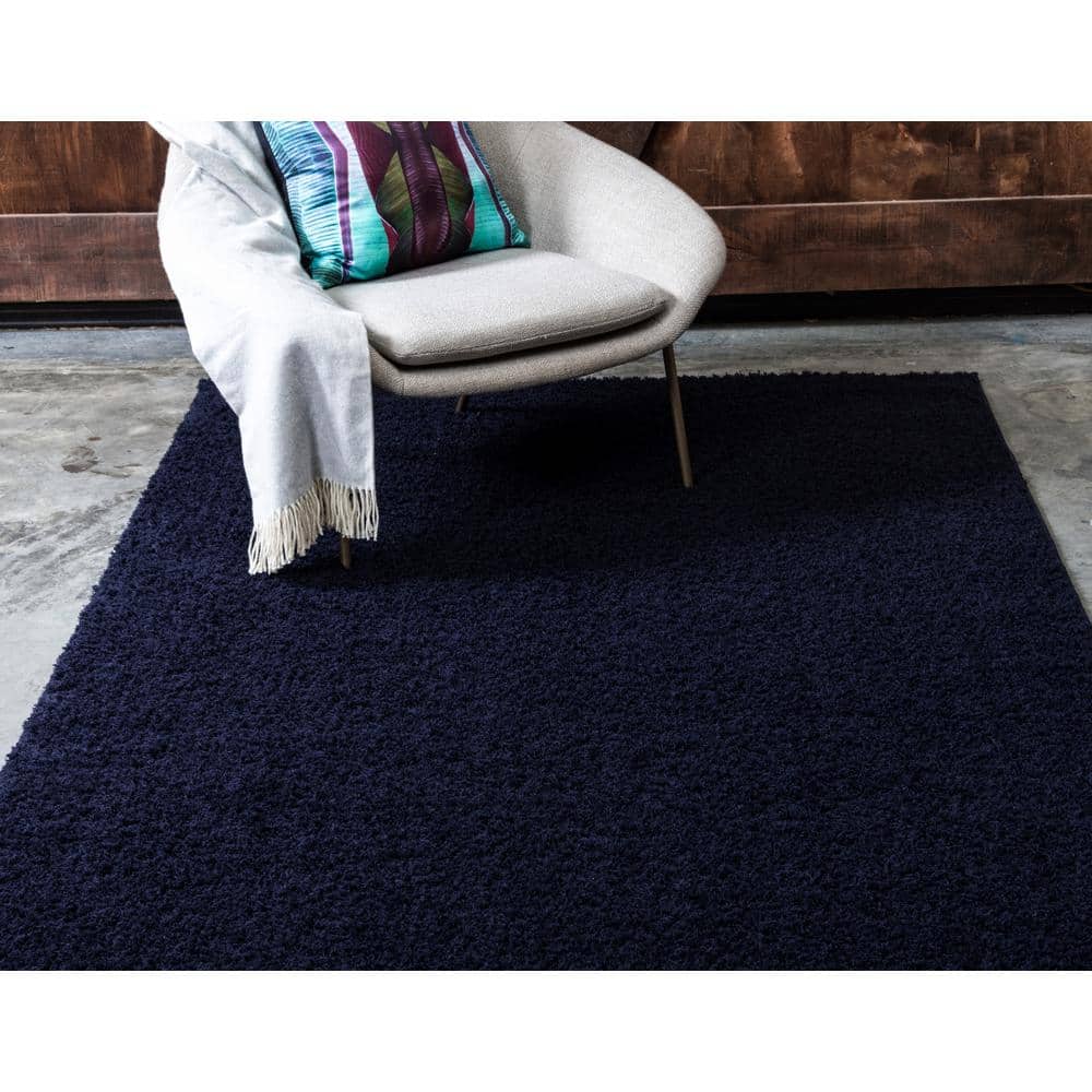 Midnight Blue Rectangular 8' x 10' Shag Rug for Kids