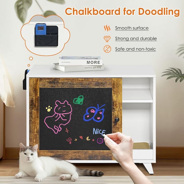Unbranded Litter Box Enclosure, Modern Hidden Cat Litter Box Enclosure Furniture with Scratching Pad for Living Room