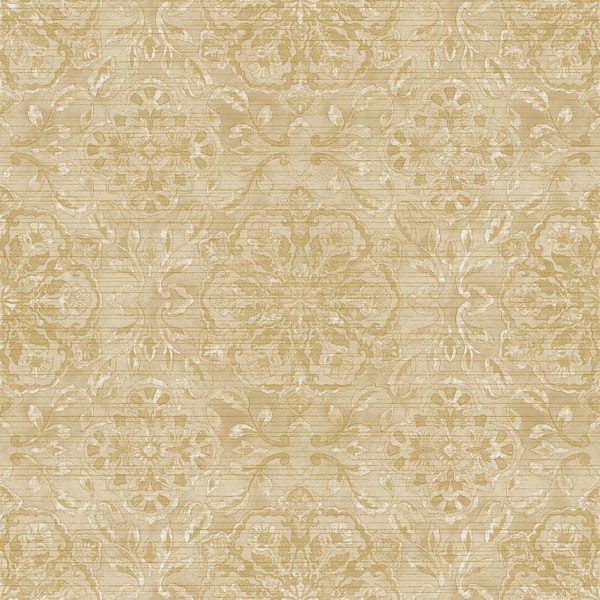 Unbranded Elegance Collection Beige Floral Stripe Shimmer Finish Non-Pasted Non-Woven Wallpaper Roll