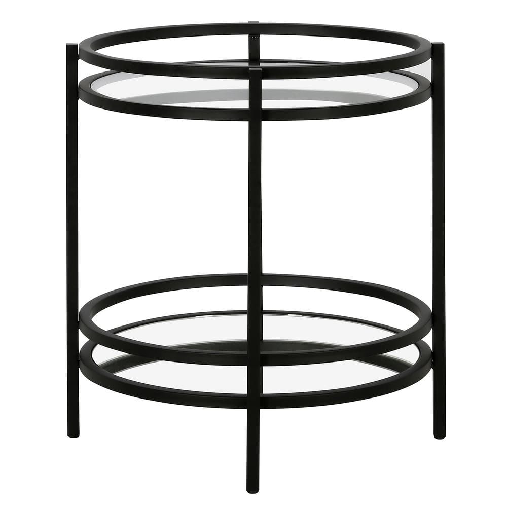 Modern Blackened Bronze 20" Round Metal & Glass Side Table