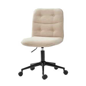 Ludwig Polyester Upholstered Linen Armless Swivel Task Chair with Tufted Back