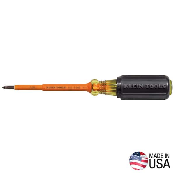 Klein Tools #1 Insulated Phillips Head Screwdriver with 4 in. Round Shank- Cushion Grip Handle
