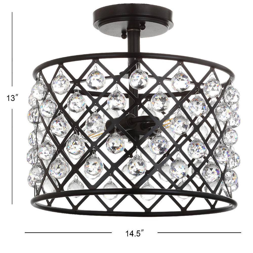 Gabrielle 14.5" Oil Rubbed Bronze Crystal LED Semi-Flush Pendant