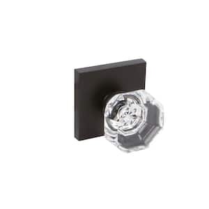 Bravura Crystal Knob with Square Rosette in Black