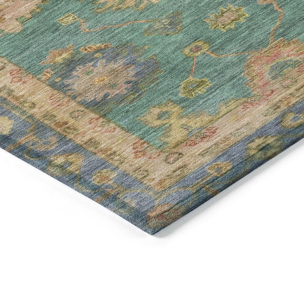 Chantille Machine Washable Indoor/Outdoor Abstract ACN2045 Teal 1 ft. 8 in. x 2 ft. 6 in. Accent Rug