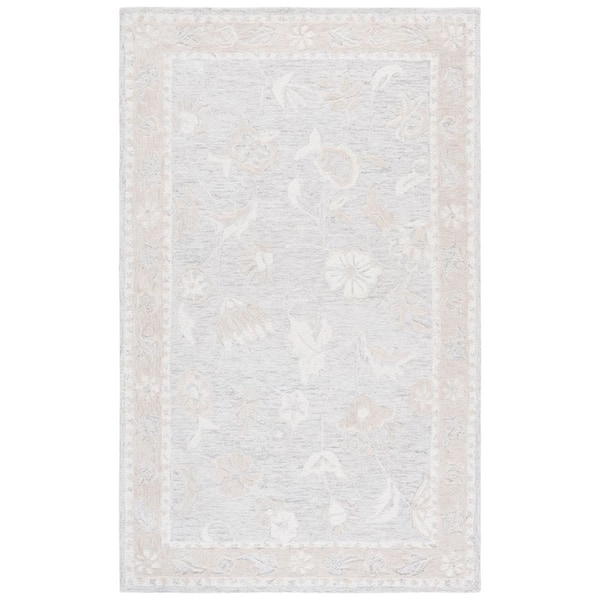 Metro 9 ft. x 12 ft. Light Gray/Ivory Faded Floral Area Rug