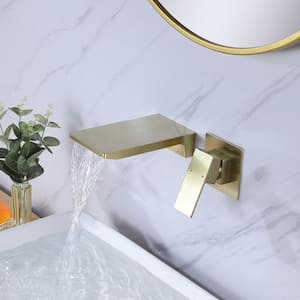 Modern Single-handle Wall Mounted Bathroom Faucet in Brushed Gold