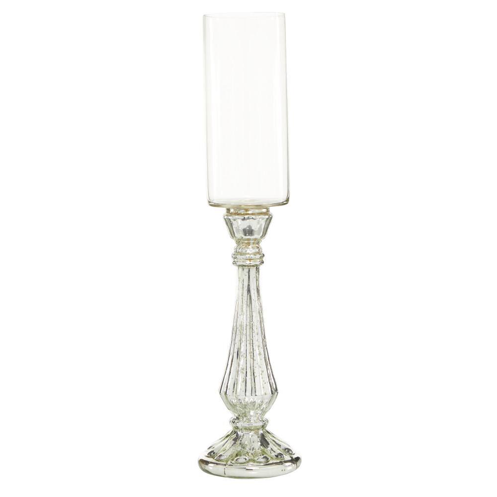 Elegant Silver Glass 21" Handmade Hurricane Candle Lantern