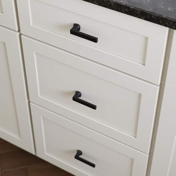 Mandara 3-13/32 in. (86 mm) Classic Matte Black Cabinet L Knob