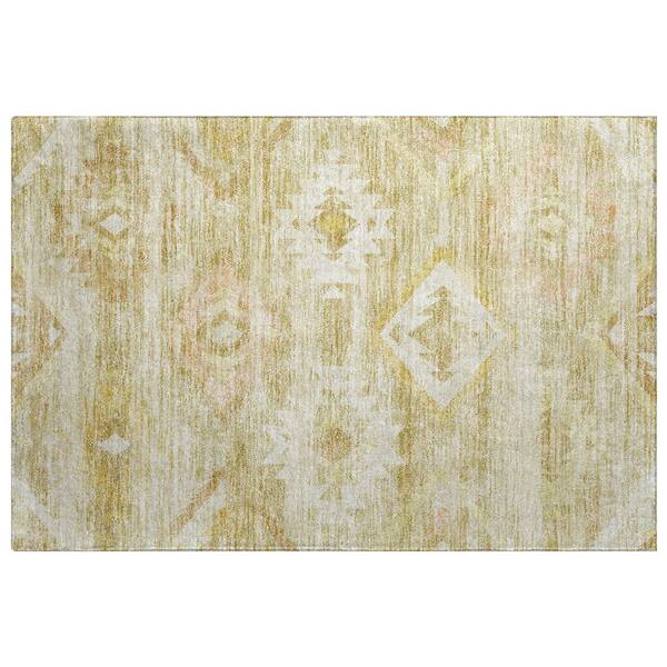 Dream Shag Premium Machine Washable Abstract ADS837 Wheat 3 ft. x 4 ft. Area Rug