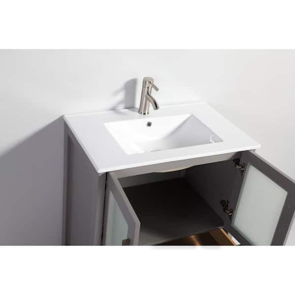 Brescia 30 in. W x 18 in. D x 36 in. H Bath Vanity in Grey with Vanity Top in WH