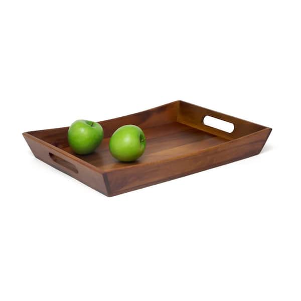 Dark Brown Acacia Curved Serving Tray