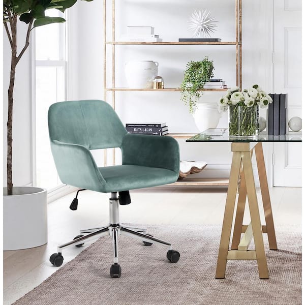 FurnitureR Cian Swivel Seat Modern Velvet Upholstered Task Chair