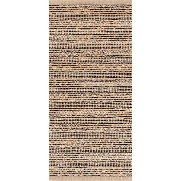 3 ft. x 8 ft. Black Simba Handwoven Jute Indoor Runner Rug