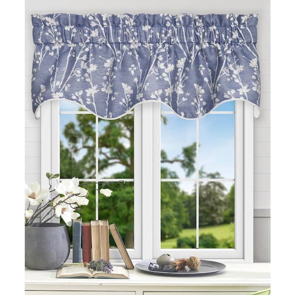 Unbranded Meadow 15 in. L Polyester Lined Scallop Valance in Cobalt