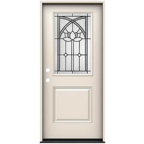 JELD-WEN 36 in. x 80 in. Right-Hand/Inswing 1/2 Lite Ardsley Decorative Glass Primed Steel Prehung Front Door