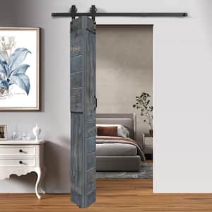 S Style 36in.x84in.(18''x84''x2panels)Carbon Gray Solid Wood Bi-Fold Barn Door With Hardware Kit-Assembly Needed