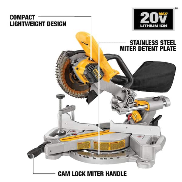 DEWALT - 20V MAX Lithium-Ion Cordless 7-1/4 in. Sliding Miter Saw with 6.0 Ah Battery, 4.0 Ah Battery, Charger and Bag