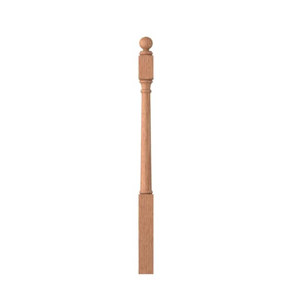 3 in. D x 3 in. W x 47.75 in. H  Unfinished Red Oak Wood Short Utility Ball Top Newel