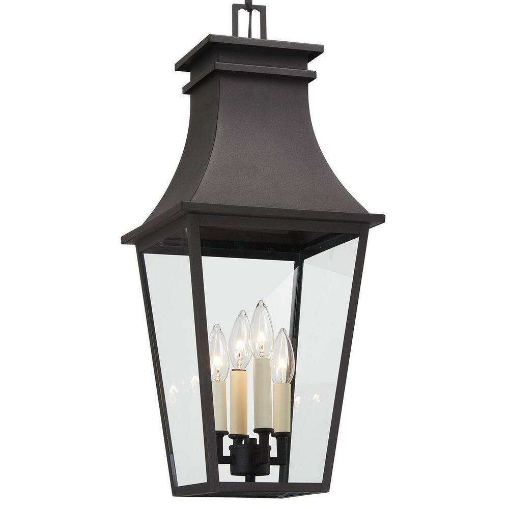 Sand Coal Black Glass 4-Light Outdoor Pendant