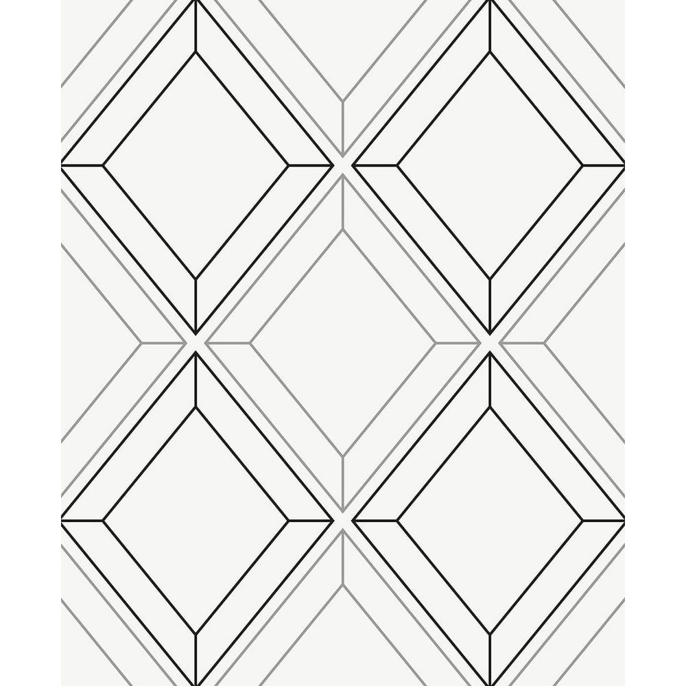 Seabrook Designs Metallic Silver and Ebony Linework Gem Unpasted