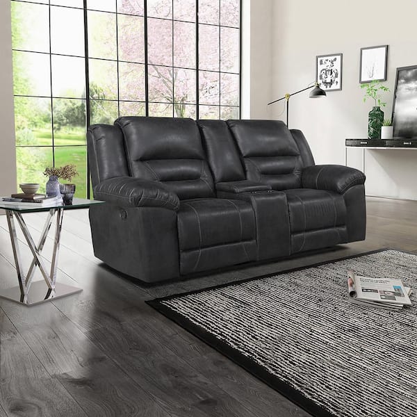 Lazzara Calla 81 in. W Black Microfiber 2-Seater Manual Double