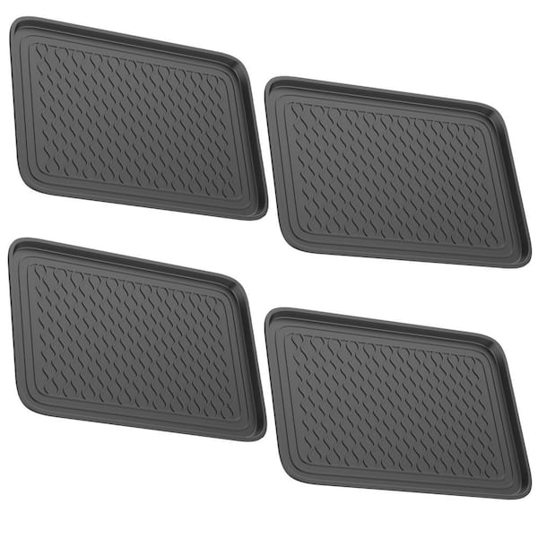 Stalwart Black15. 75 in. x 23.75 in. Medium Recycled Polypropylene All Weather Boot Tray (2 Sets of 2)