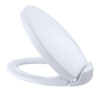 Oval SoftClose Elongated Closed Front Toilet Seat in Cotton White