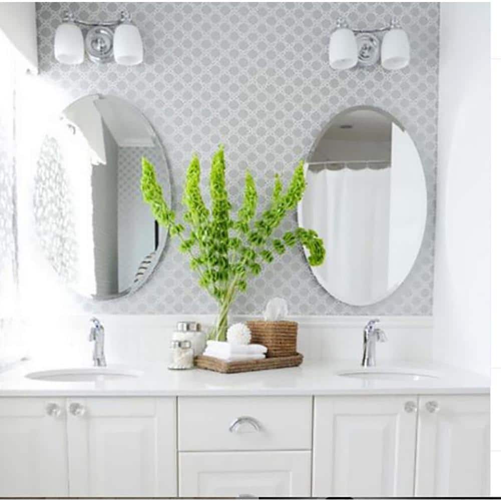 Frameless Oval Beveled Vanity Mirror 22" x 28"