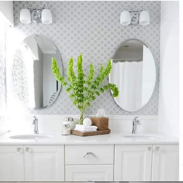 Decor Wonderland 22 In W X 28 H, Oval Frameless Bathroom Mirror With Beveled Edges