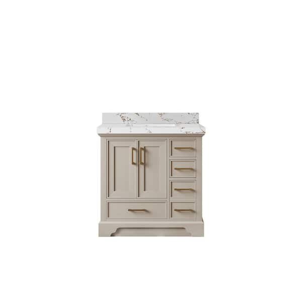 Willow Collections Charlotte 36 in. Single Sink Freestanding Fine Grain Bath Vanity with Viola Brown Qt. Top Unassembled
