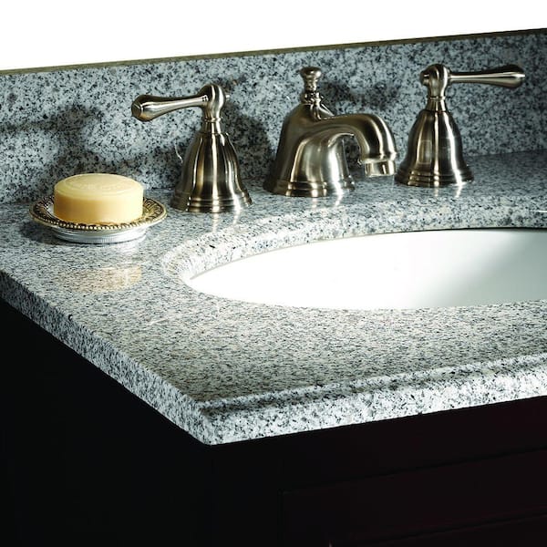 W Granite Vanity Top In Rushmore Grey, Home Depot Bathroom Vanity Tops Granite