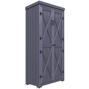 16 in. W x 31 in. D x 63 in. H Gray Wood Outdoor Storage Cabinet