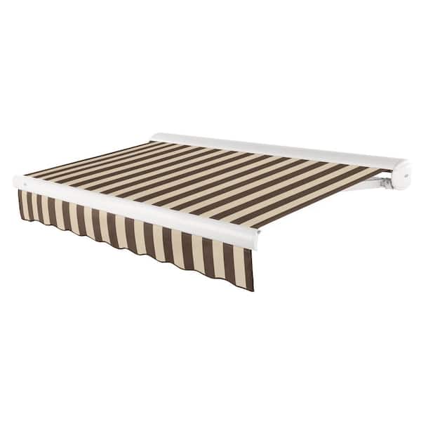 AWNTECH 20 ft. Key West Left Motorized Retractable Awning with Cassette (120 in. Projection) in. Brown/Tan