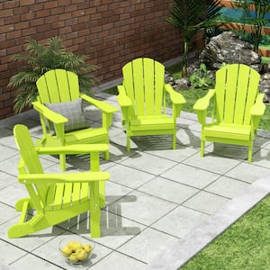 Laguna 4-Pack Fade Resistant Outdoor Patio HDPE Poly Plastic Classic Folding Adirondack Chairs in Lime