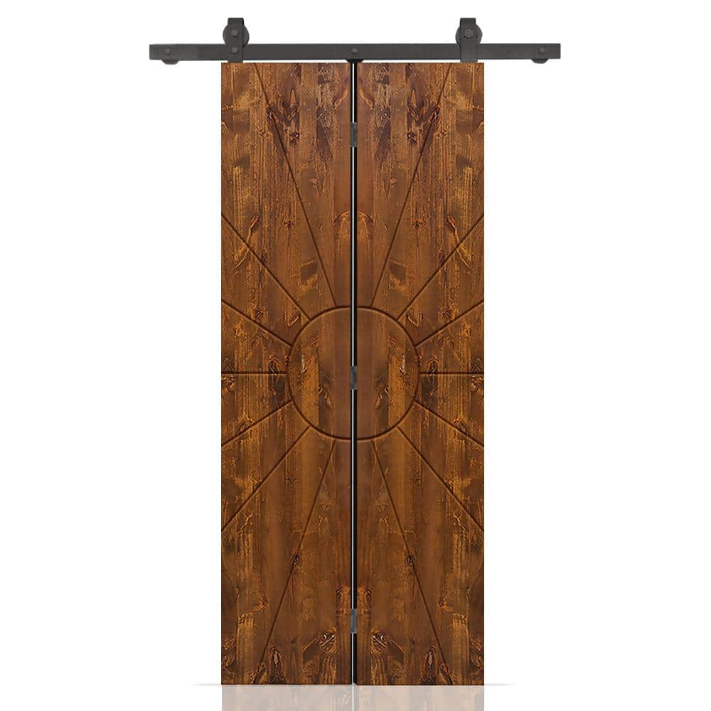 Sun 28 in. x 84 in. Hollow Core Walnut Stained Pine Wood Bi-Fold Door with Sliding Hardware Kit price history on PriceWatchPro