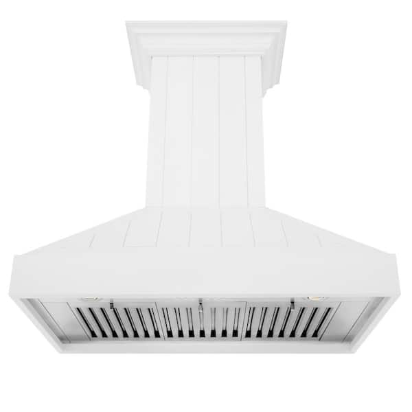 30 in. 400 CFM Convertible Wooden Wall Mount Range Hood in Shiplap Bright White