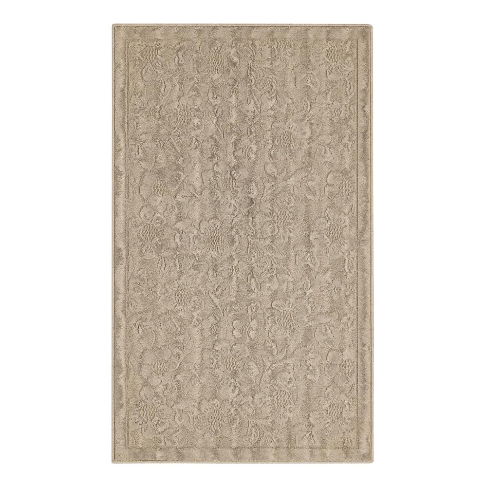 Rosemoor Beige 3 ft. X 5 ft. Floral Machine Washable Accent Rug price history on PriceWatchPro