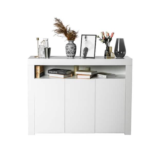 Harmonisch Besmettelijk verband White Sideboard UV Coated, High Glossy Panel, with Led Light, Kitchen  Cabinet, Bar Cabinet, Morern and Fashion Furniture-SA-W679S00002 - The Home  Depot