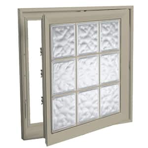 21 in. x 21 in. Right-Hand Acrylic Block Casement Vinyl Window with Tan Interior and Exterior - Wave Block