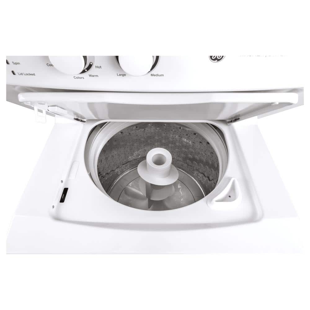 White Freestanding Electric Laundry Center with Stainless Steel Drums