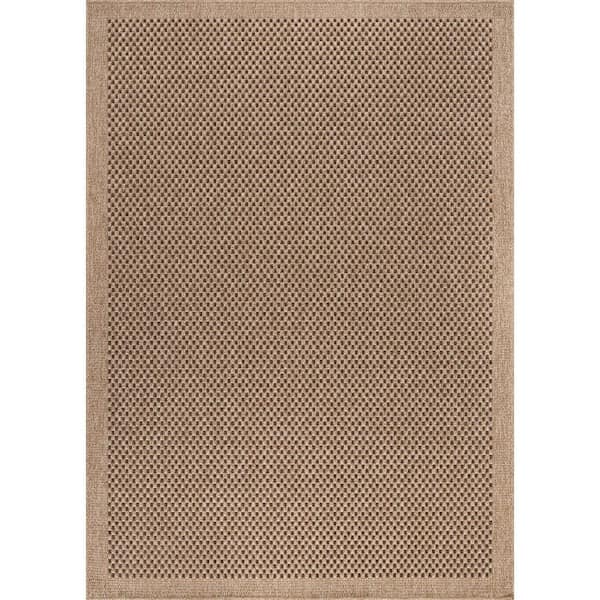CAMILSON Easy Jute Dark Brown 9 ft. x 12 ft. Check Indoor Outdoor Area Rug