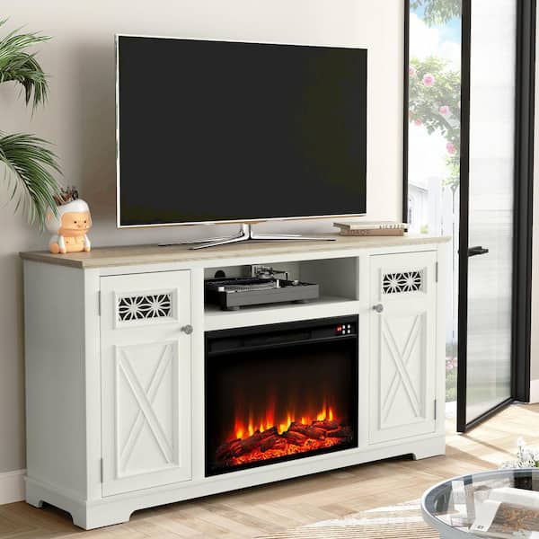 FESTIVO 61.5 in. Freestanding Farmhouse Electric Fireplace TV