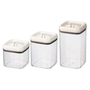 3-Piece Plastic Canister Flip-Tite Square Food Storage Container Set, 4.5-Cup, 7.5-Cup and 10-Cup, BPA Free