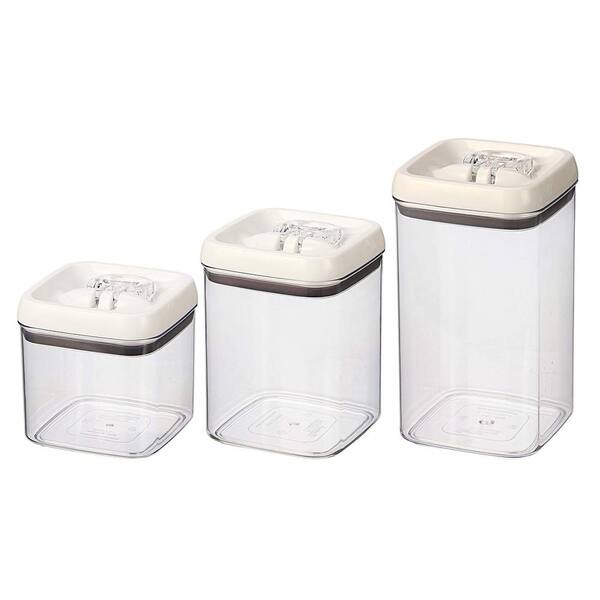 Aoibox 3-Piece Plastic Canister Flip-Tite Square Food Storage Container Set, 4.5-Cup, 7.5-Cup and 10-Cup, BPA Free